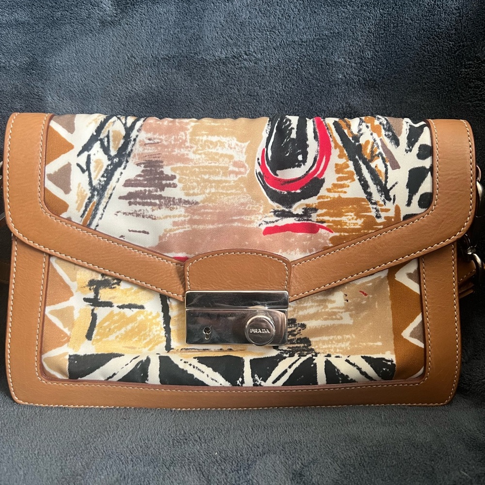 Prada Vintage 2000's Tessuto St. Venezia Padlock Flap Bag